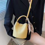 Small PU Leather Women Bucket Handbag Shoulder Crossbody Bag