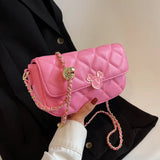 Quilted Pink Crossbody Bag, Beige Leather with Chain, Small Green Purse