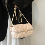 Quilted Pink Crossbody Bag, Beige Leather with Chain, Small Green Purse