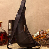 Real Cowhide Men Shoulder Chest Bag Retro Travel Sling Rucksack