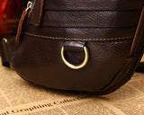 Real Cowhide Men Shoulder Chest Bag Retro Travel Sling Rucksack