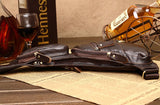 Real Cowhide Men Shoulder Chest Bag Retro Travel Sling Rucksack