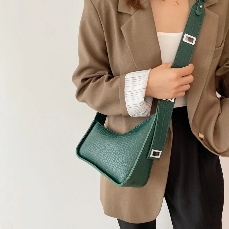 Retro Stone Pattern Wide Shoulder Bag