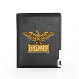 SPQR Eagle Symbol Leather Wallet Billfold