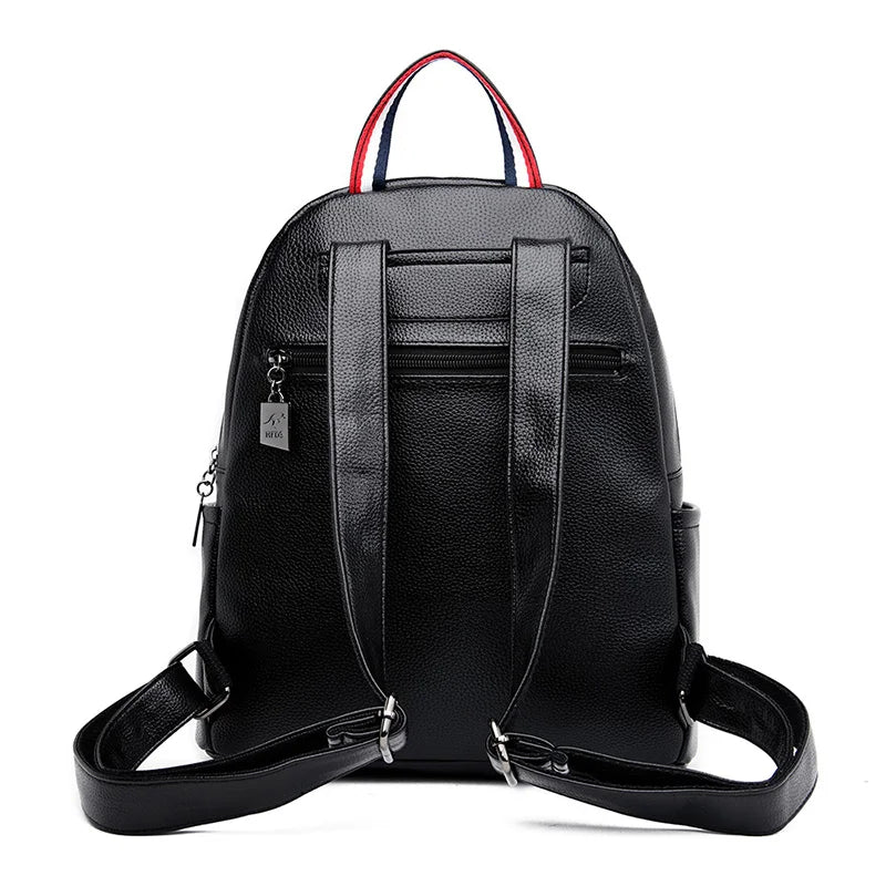 Vintage Leather High School Backpack for Girls Women