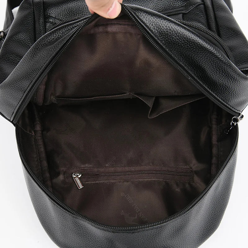 Vintage Leather High School Backpack for Girls Women