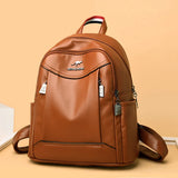 Vintage Leather High School Backpack for Girls Women