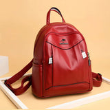 Vintage Leather High School Backpack for Girls Women