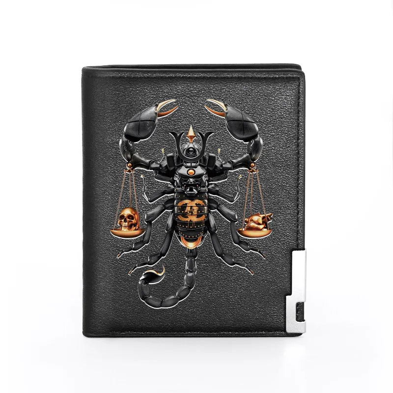Skull Heart Scorpion Leather Wallet Billfold Slim Credit Card Holders