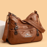 Soft Leather Handbag Purse Women Bag Multi-pocket Crossbody Shoulder Bag