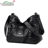 Women's Soft Leather Crossbody Bag in Black