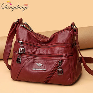 Soft Leather Purses Handbags Multi-pocket Crossbody Shoulder Bag Women Sac