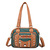 Soft Leather Women Handbag Small Female Shoulder Messenger Bags Rivet Tote