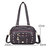 Soft Leather Women Handbag Small Female Shoulder Messenger Bags Rivet Tote