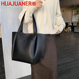 Soft Leather Woman Tote Shopper Handbag with Outer Pocket