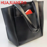 Soft Leather Woman Tote Shopper Handbag with Outer Pocket