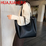 Soft Leather Woman Tote Shopper Handbag with Outer Pocket