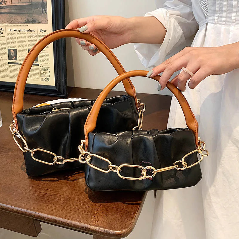 Soft PU Leather Handbags Winter Shoulder Bags Chain Crossbody Small Purses