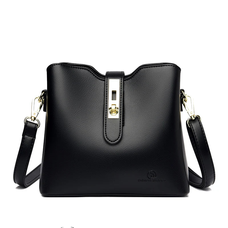 Soft PU Leather Hasp Shoulder Bag Handbag Large Capacity Crossbody Bag