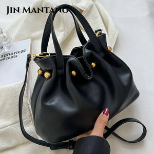 Soft PU Leather Shoulder Crossbody Bag for Women Handbags Bucket Sac