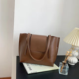 Soft PU Leather Woman Tote Shopper Handbag with Outer Pocket