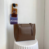 Soft PU Leather Woman Tote Shopper Handbag with Outer Pocket