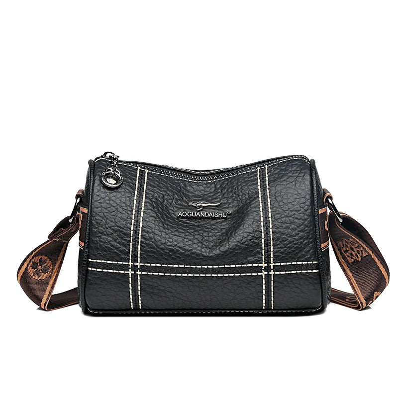 Women's High Solid Leather Shoulder Crossbody Bags