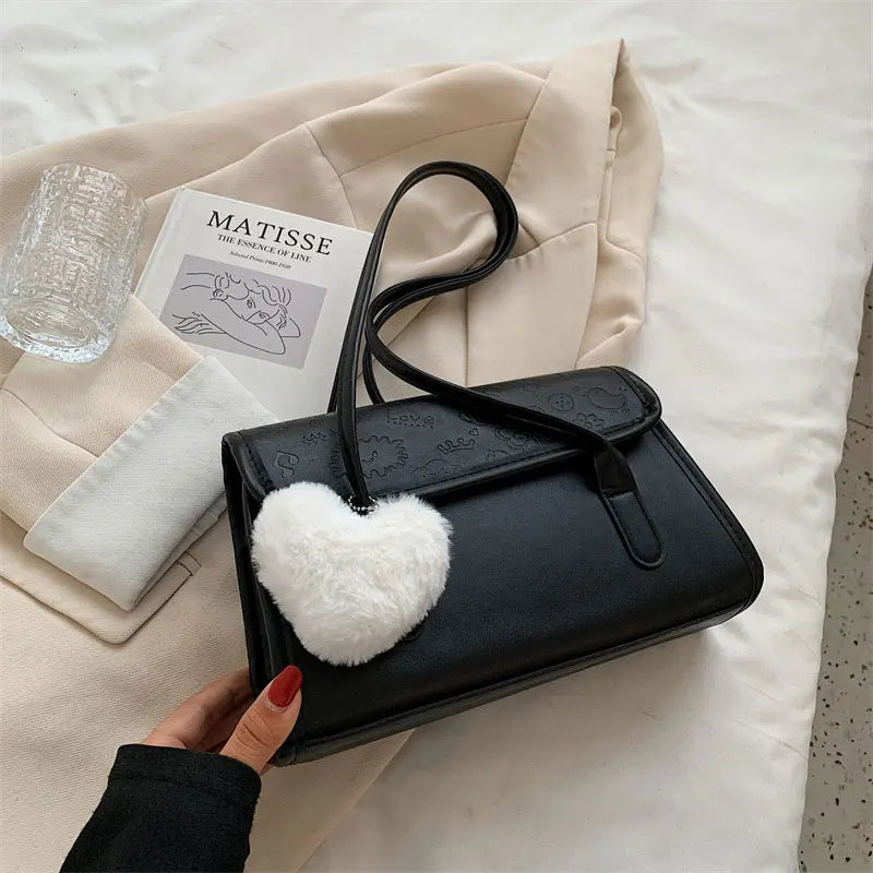 Winter Shoulder Bag Plush Pendant Crossbody Bag