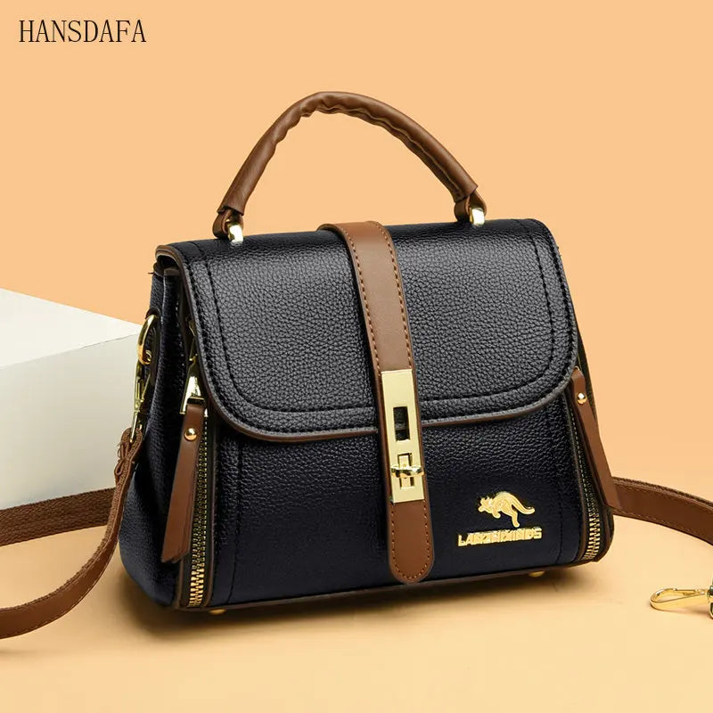 High Solid Leather Shoulder Messenger Bags for Women