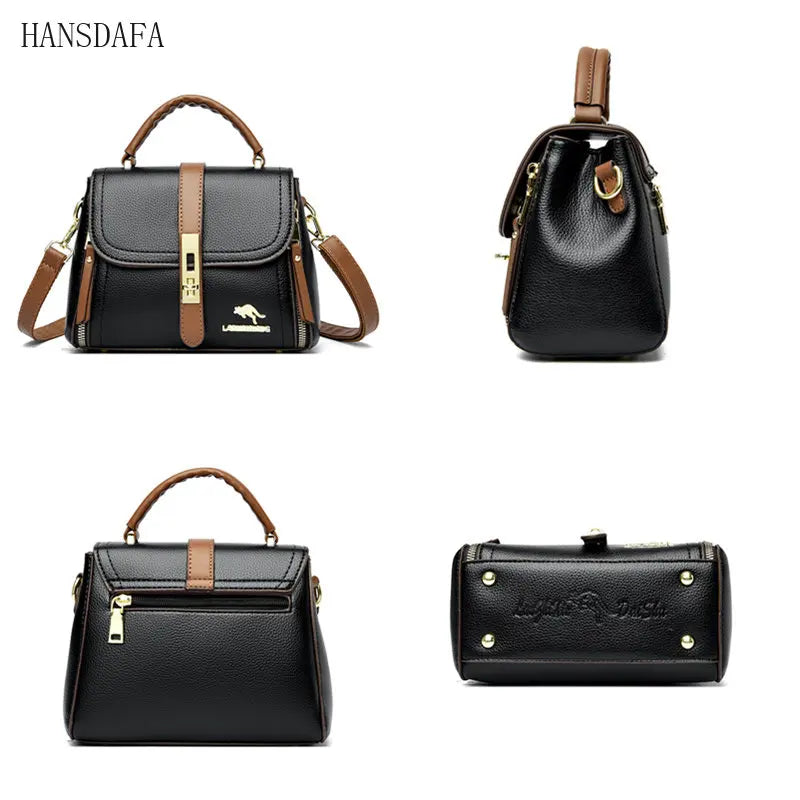 High Solid Leather Shoulder Messenger Bags for Women
