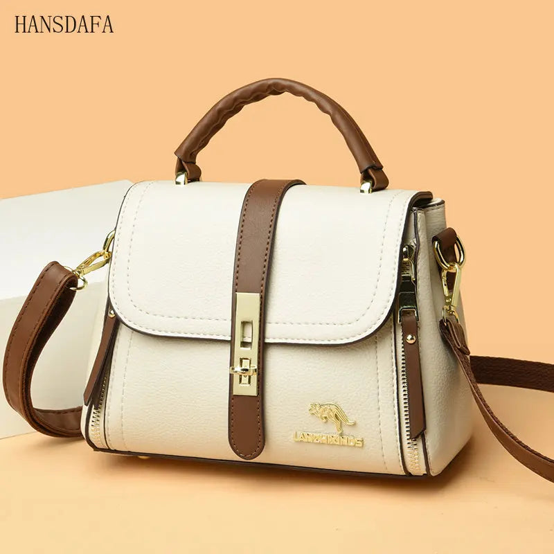 High Solid Leather Shoulder Messenger Bags for Women