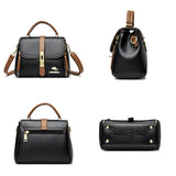 High Solid Leather Shoulder Messenger Bag for Women Large Capacity