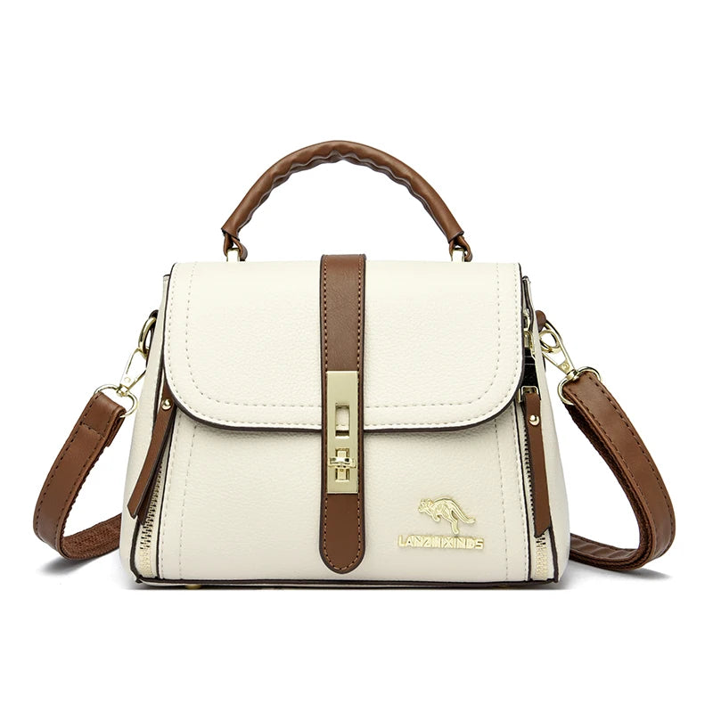 High Solid Leather Shoulder Messenger Bags for Women