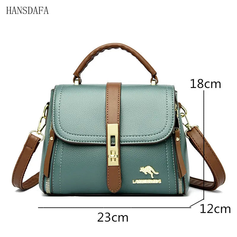 High Solid Leather Shoulder Messenger Bags for Women