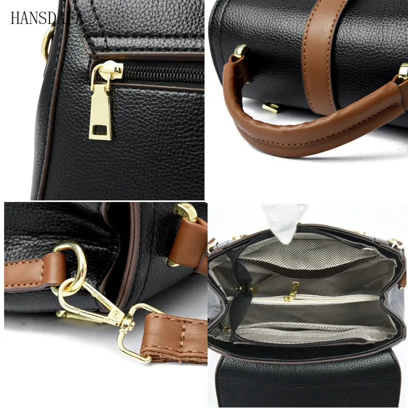 High Solid Leather Shoulder Messenger Bags for Women