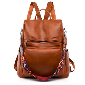 High Solid Leather Women Backpacks Female Shoulder Bags Girls School Bag