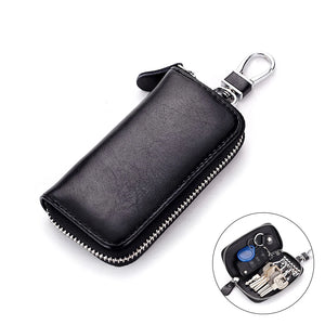 Men's Split Leather Key Holder Zipper Wallet