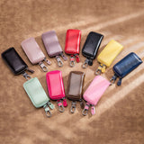 Men's Split Leather Key Holder Zipper Wallet