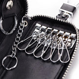Men's Split Leather Key Holder Zipper Wallet