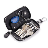 Men's Split Leather Key Holder Zipper Wallet