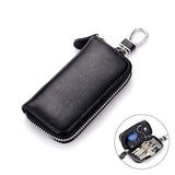 Men's Split Leather Key Holder Zipper Wallet