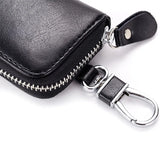 Men's Split Leather Key Holder Zipper Wallet