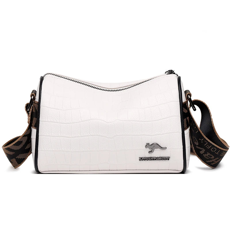 High Stone Pattern Cow Leather Shoulder Crossbody Bags For Women