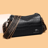 High Stone Pattern Cow Leather Shoulder Crossbody Bags For Women