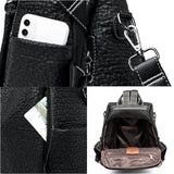 High Stone Pattern Leather Backpacks Large Capacity Travel School Bags