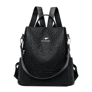 High Stone Pattern Leather Backpacks Large Capacity Travel School Bags
