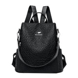 High Stone Pattern Leather Backpacks Large Capacity Travel School Bags