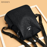 High Stone Pattern Leather Backpacks Large Capacity Travel School Bags