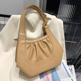 Ruched PU Leather Underarm Bag Solid Women Shoulder Bag Handbags