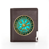 Viking Symbol Leather Wallet Men Women Slim Credit Card Holder Short Purse
